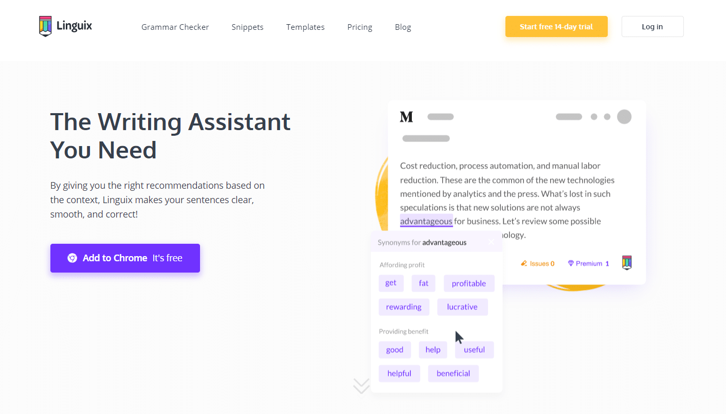 9 Best Grammar Checker Apps for Truly Serious Writers in 2022 13 Linguix Homepage