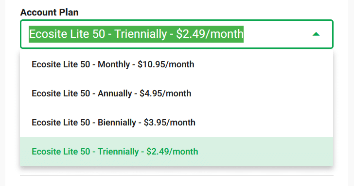 GreenGeeks Ecosite Lite 50 Plan